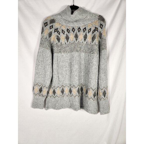 Artelier Nicole Miller Sweater Womens Icelandic Gray Fair Isle Knit 1X - Picture 1 of 6